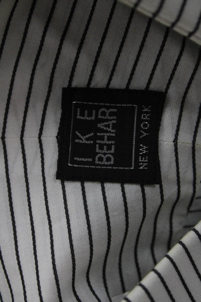 Ike Behar Mens Cotton Collared Striped Print Button Down Shirt White Size 35