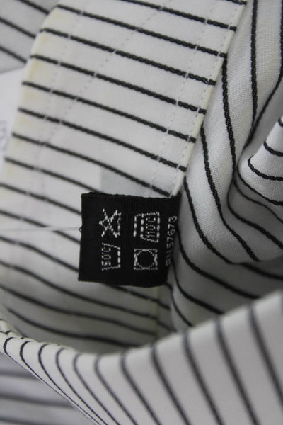 Ike Behar Mens Cotton Collared Striped Print Button Down Shirt White Size 35