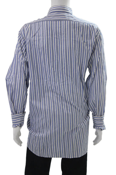 Ralph Lauren Mens Cotton Collared Striped Button Down Shirt Blue Size 1X