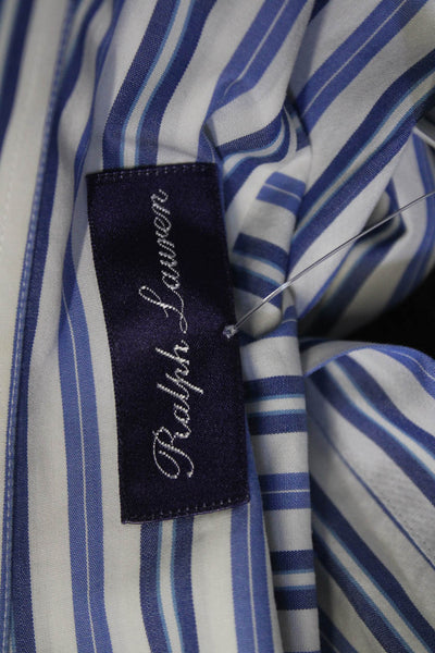 Ralph Lauren Mens Cotton Collared Striped Button Down Shirt Blue Size 1X