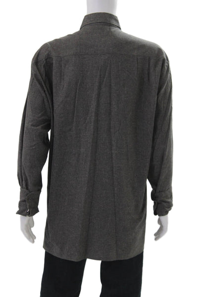 Ermenegildo Zegna Mens Cotton Pocketed Detail Button Down Shirt Gray Size 1X