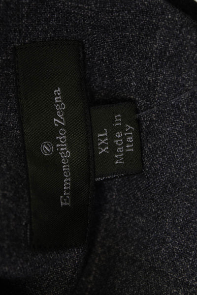 Ermenegildo Zegna Mens Cotton Pocketed Detail Button Down Shirt Gray Size 1X