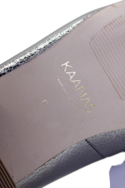Kaanas Womens Slip On Round Toe Metallic Leather Loafers Silver Size 10