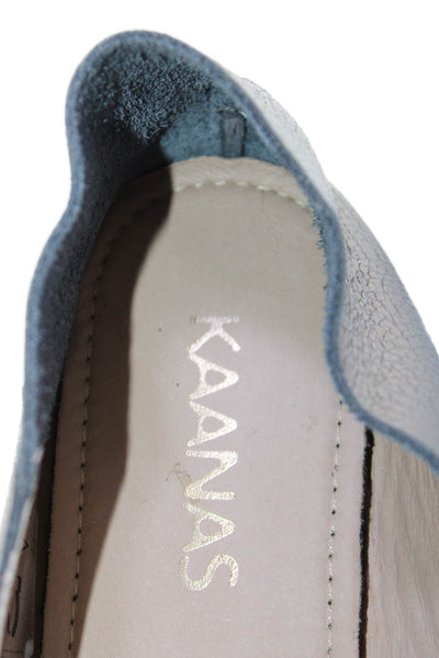 Kaanas Womens Slip On Round Toe Metallic Leather Loafers Silver Size 10