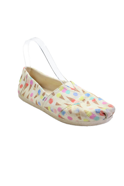 TOMS Womens Canvas Ice Cream Print Slip On Casual Shoes Beige Size 7