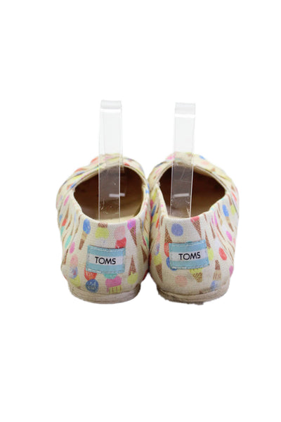 TOMS Womens Canvas Ice Cream Print Slip On Casual Shoes Beige Size 7