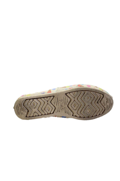 TOMS Womens Canvas Ice Cream Print Slip On Casual Shoes Beige Size 7