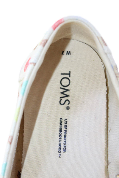 TOMS Womens Canvas Ice Cream Print Slip On Casual Shoes Beige Size 7