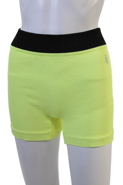 FP Movement Unisex Black Striped Biker Shorts Cotton Blend Size M