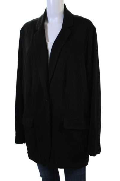 Tahari Women Classic Black Collared Button Blazer 94% Rayon 6% Spandex Size 2X