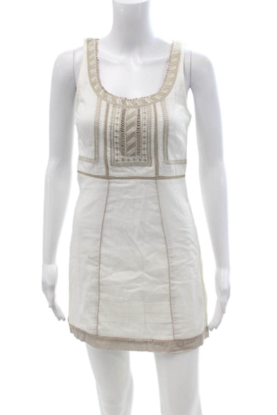 Free People Womens Tank Dress White 100% Cotton Boho Sleeveless Size S