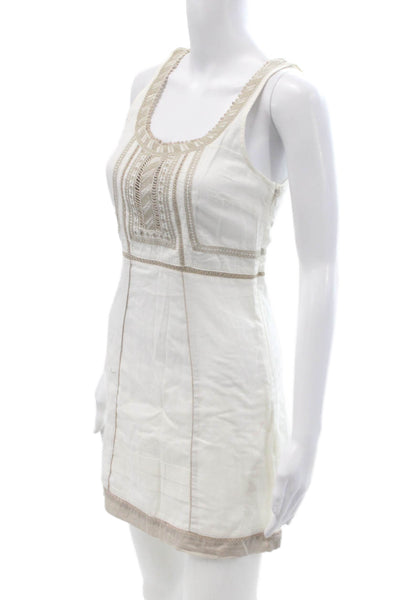 Free People Womens Tank Dress White 100% Cotton Boho Sleeveless Size S