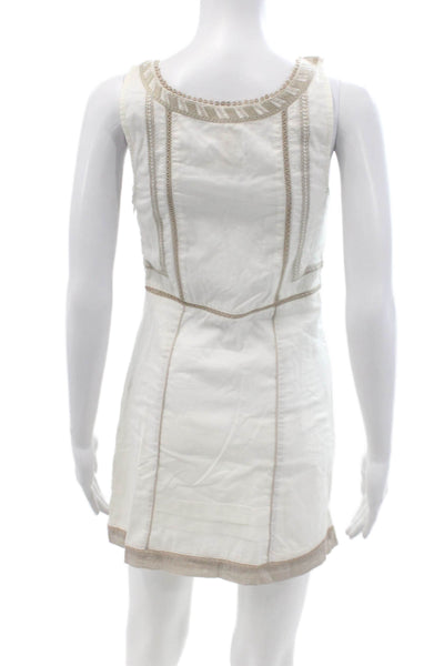 Free People Womens Tank Dress White 100% Cotton Boho Sleeveless Size S