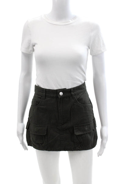 Zara Womens Cargo Mini Skort Dark Gray Check Cotton Blend Size S