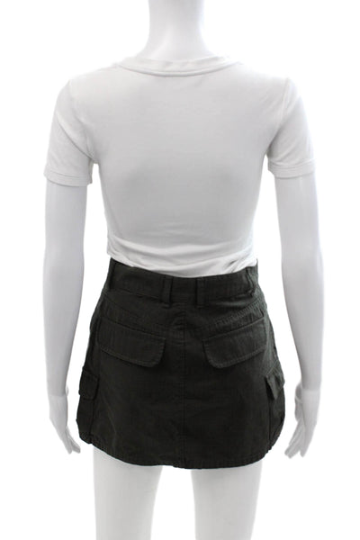 Zara Womens Cargo Mini Skort Dark Gray Check Cotton Blend Size S