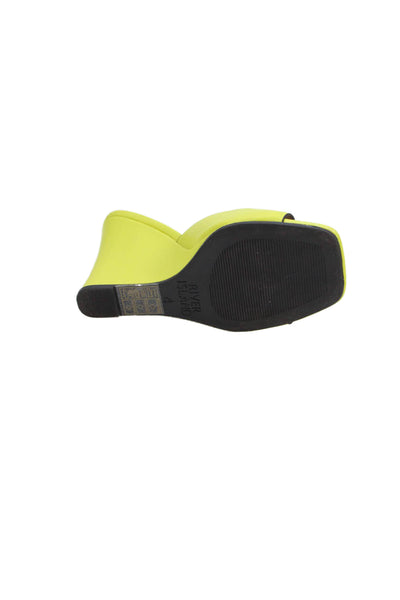 River Island Womens Leather Square Open Toe Slip-On Wedge Heels Yellow Size 4