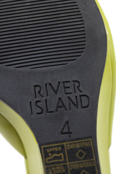 River Island Womens Leather Square Open Toe Slip-On Wedge Heels Yellow Size 4