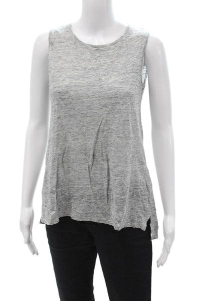 Vince Womens Gray Linen Sleeveless Round Neck Tank Basic Size XS