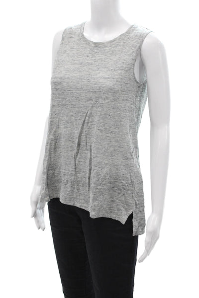 Vince Womens Gray Linen Sleeveless Round Neck Tank Basic Size XS