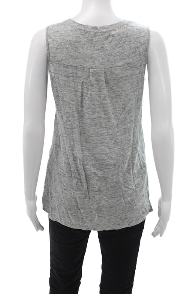 Vince Womens Gray Linen Sleeveless Round Neck Tank Basic Size XS
