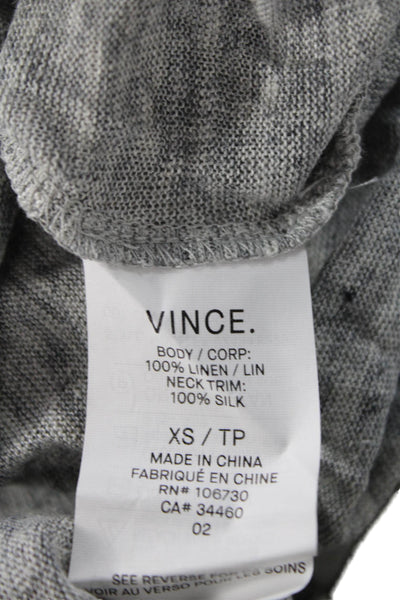 Vince Womens Gray Linen Sleeveless Round Neck Tank Basic Size XS
