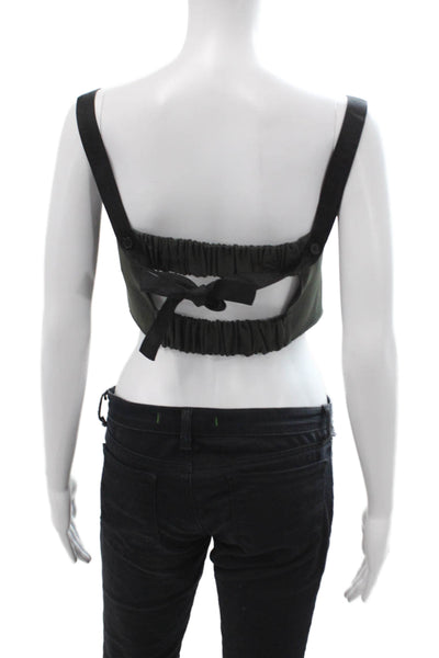 Zara Women Cropped Black Sleeveless Square Neck Tank Button Size S