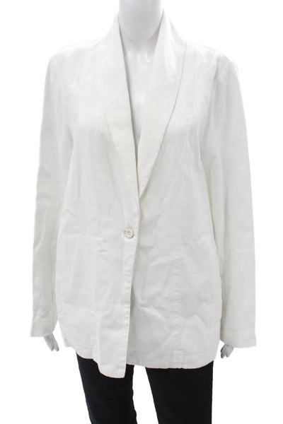 Xirena Womens Linen Buttoned Collared Long Sleeve Blazer White Size S