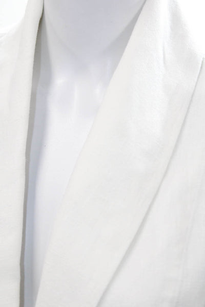 Xirena Womens Linen Buttoned Collared Long Sleeve Blazer White Size S