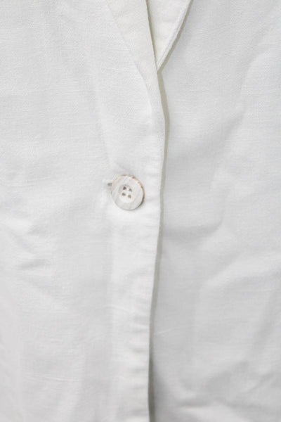 Xirena Womens Linen Buttoned Collared Long Sleeve Blazer White Size S