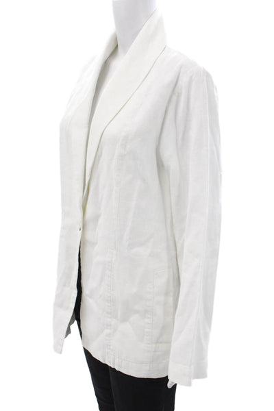 Xirena Womens Linen Buttoned Collared Long Sleeve Blazer White Size S