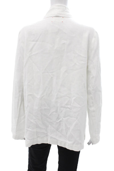 Xirena Womens Linen Buttoned Collared Long Sleeve Blazer White Size S