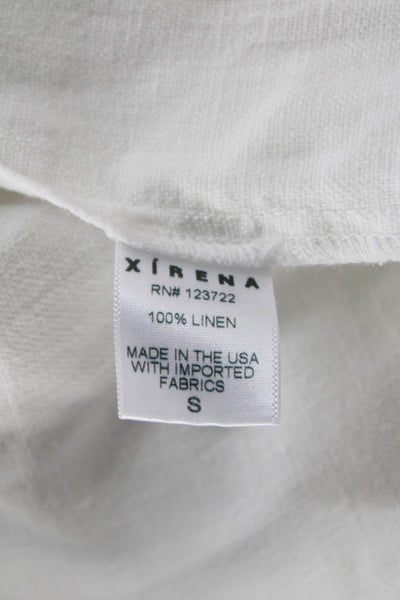 Xirena Womens Linen Buttoned Collared Long Sleeve Blazer White Size S