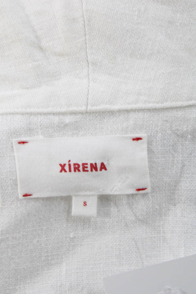 Xirena Womens Linen Buttoned Collared Long Sleeve Blazer White Size S