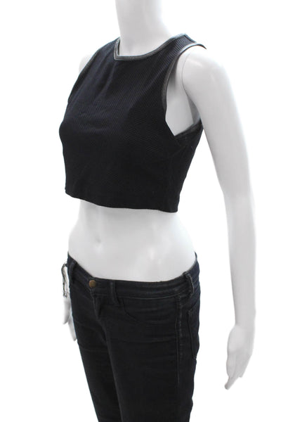 Twenty Women Cropped Tank Black Crew Neck Zip Biker Size M