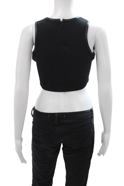 Twenty Women Cropped Tank Black Crew Neck Zip Biker Size M