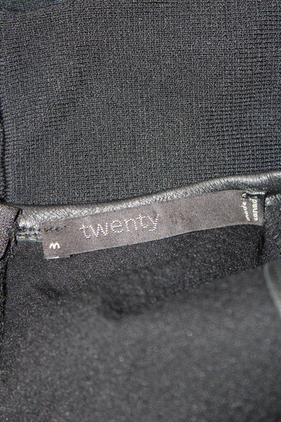 Twenty Women Cropped Tank Black Crew Neck Zip Biker Size M