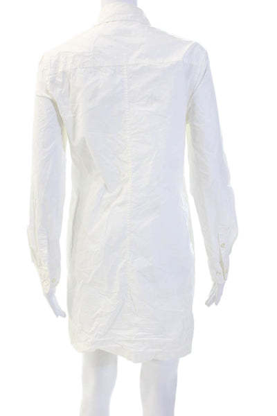 Equipment Femme Women Shirt Dress White Collar Button Long Sleeve Cotton Size S