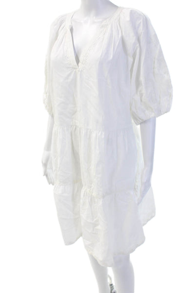 Velvet by Graham & Spencer Womens White V-Neck Kaftan Cotton Size M