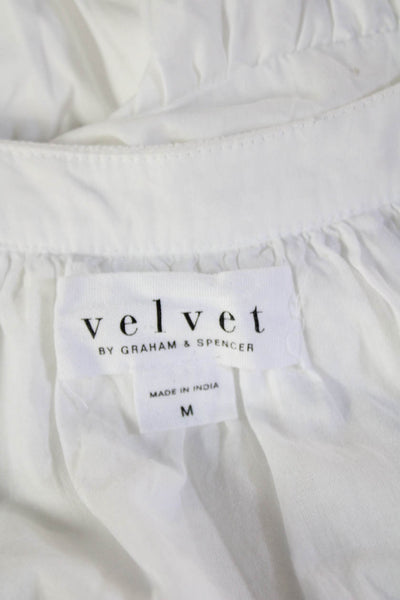 Velvet by Graham & Spencer Womens White V-Neck Kaftan Cotton Size M