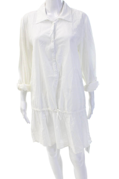 Splendid White Long Sleeve Shirt Dress Sz M