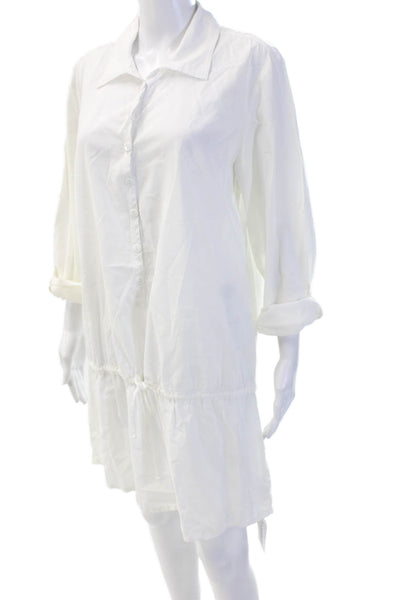 Splendid White Long Sleeve Shirt Dress Sz M