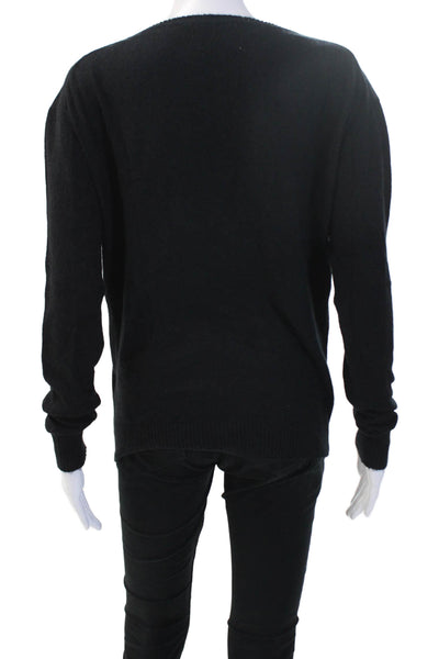 Wildfox Unisex Black V-Neck Graphic Heart Pullover Sweater Long Sleeve Size XS