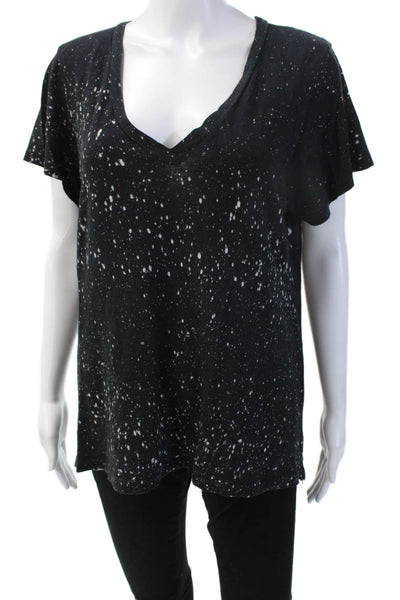 LNA Women Jersey T-Shirt Black V-Neck Short Sleeve Cotton Size M
