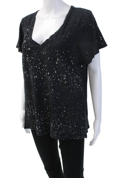 LNA Women Jersey T-Shirt Black V-Neck Short Sleeve Cotton Size M