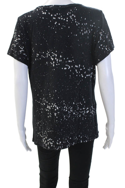 LNA Women Jersey T-Shirt Black V-Neck Short Sleeve Cotton Size M