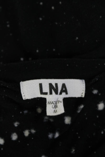 LNA Women Jersey T-Shirt Black V-Neck Short Sleeve Cotton Size M