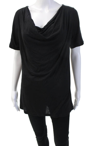 Piazza Sempione Womens Basic Tunic Top Black Modal Short Sleeve Size S