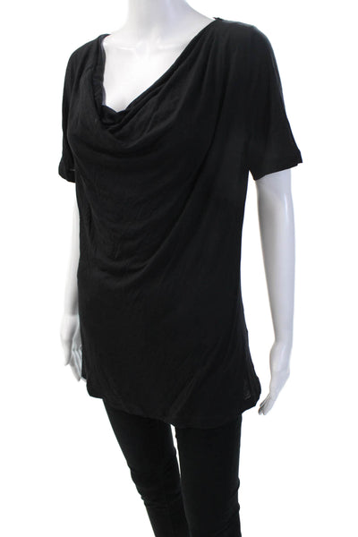 Piazza Sempione Womens Basic Tunic Top Black Modal Short Sleeve Size S