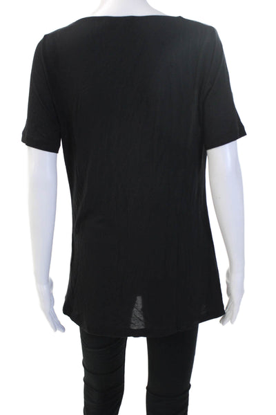 Piazza Sempione Womens Basic Tunic Top Black Modal Short Sleeve Size S