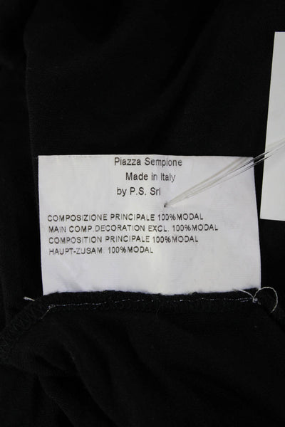 Piazza Sempione Womens Basic Tunic Top Black Modal Short Sleeve Size S